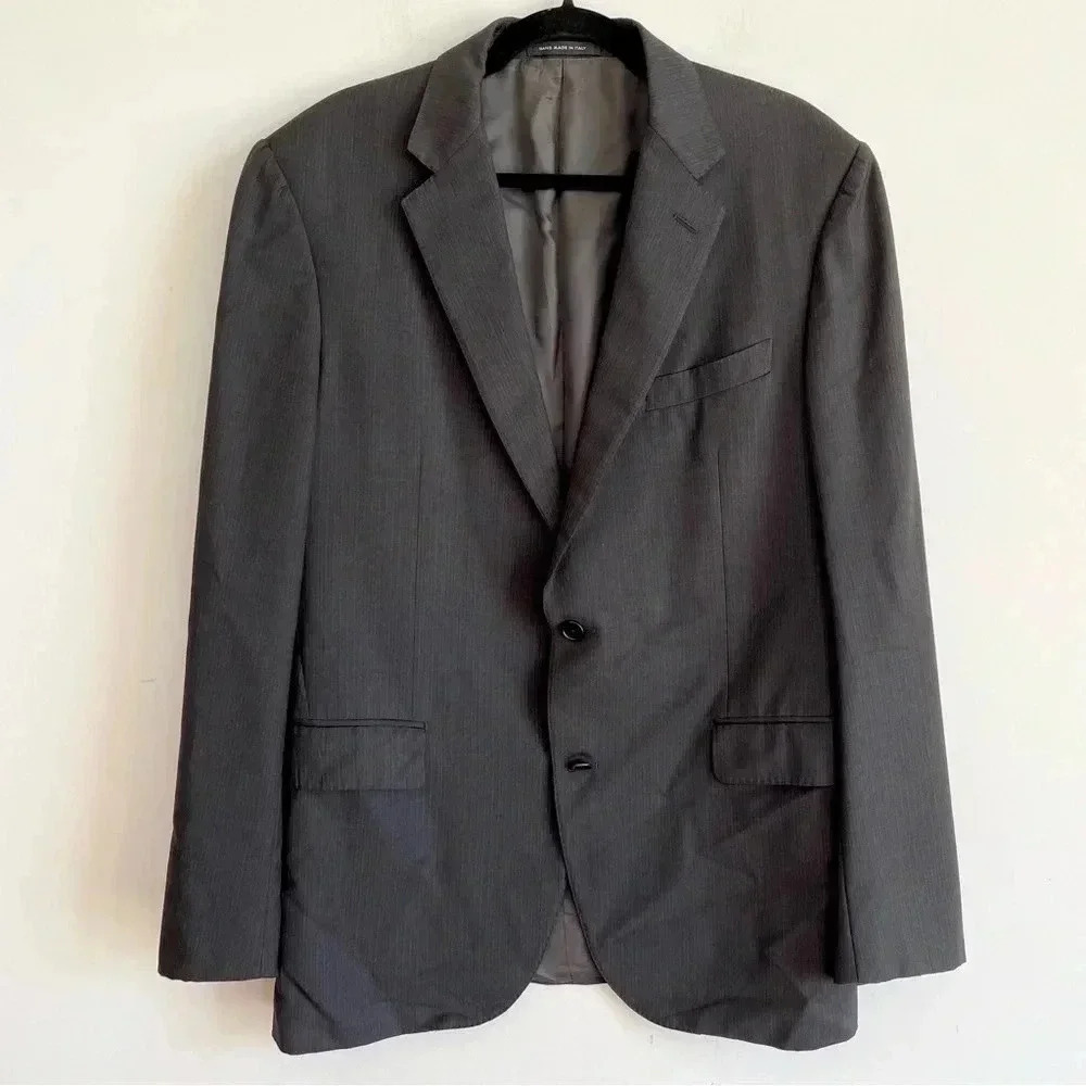 Loro Piana 100% Wool Italian Suit Jacket Men’s Business Coat Gray Blazer 54L